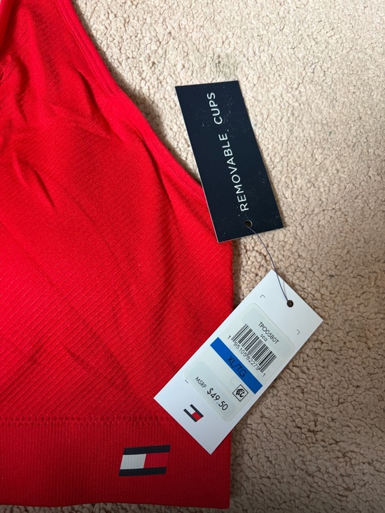 Tommy Hilfiger Bright Red Crisscross Bralette - Picture 2 of 5
